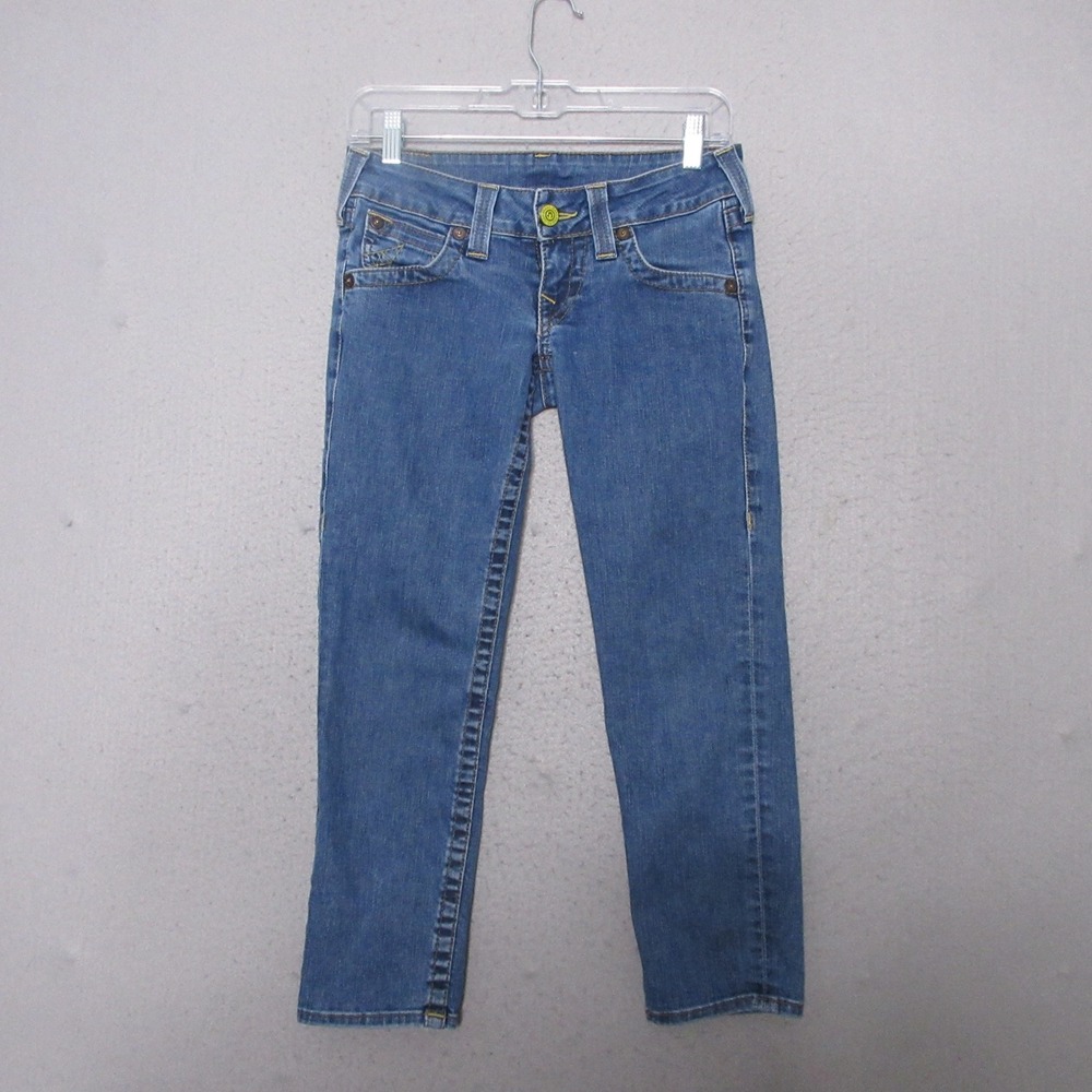 Vintage True Religion Jeans Low Rise Denim Y2K USA Made Capri Cropped Grunge